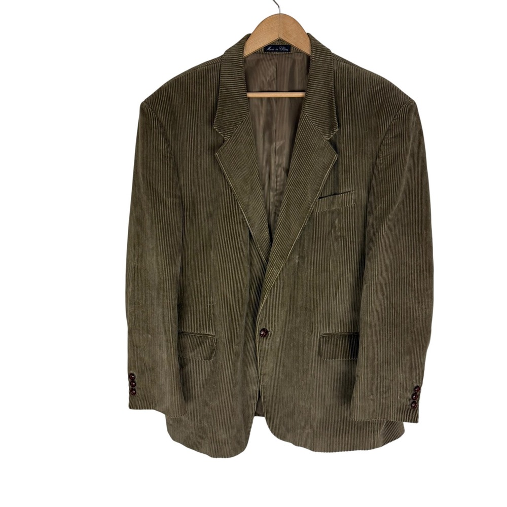 Monsieur Adolfo Mens 46R Tan Corduroy Blazer 2 Button Sport Coat Jacket